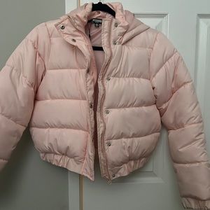 Petite Pink Hooded Puffer Jacket